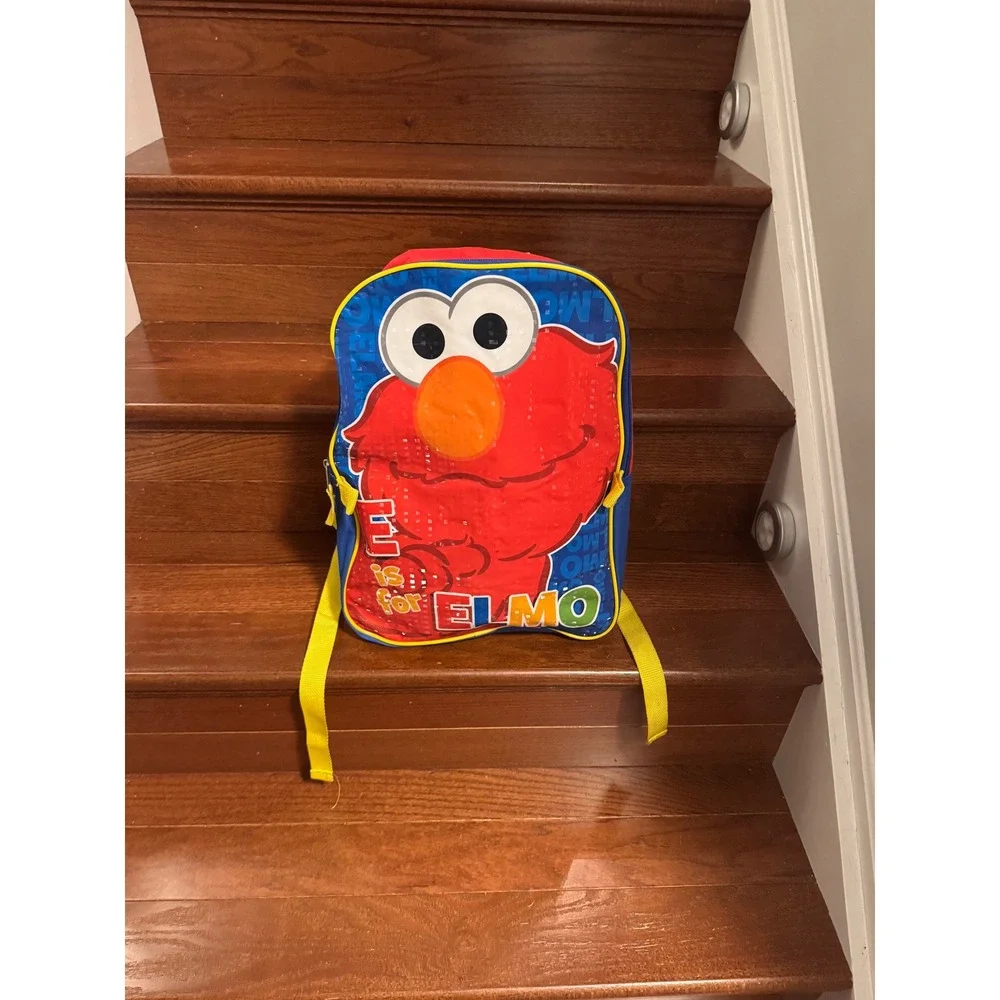 Sesame Street Elmo Backpack Red Blue Yellow Fast Forward School Bag Kids